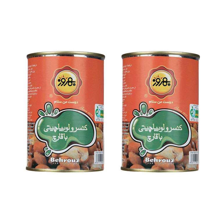 کنسرو لوبیا چیتی با قارچ بهروز - 410 گرم بسته 2 عددی