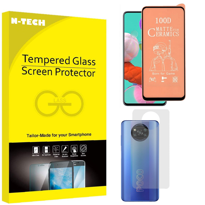  محافظ صفحه نمایش سرامیکی مات انتک مدل CRBKM-01 مناسب برای گوشی موبایل شیائومی Poco X3 به همراه محافظ پشت گوشی 