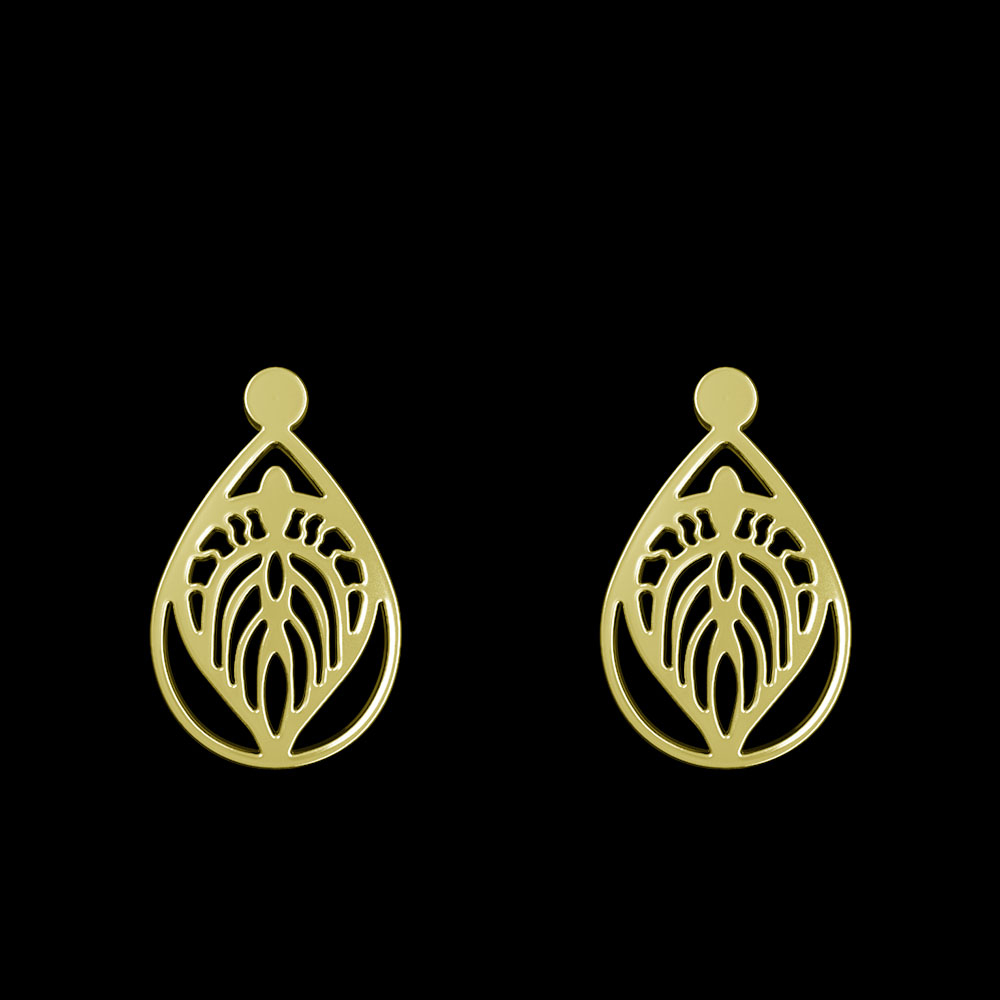 گوشواره طلا 18 عیار زنانه مدوپد مدل هندسی کد GA1-11343