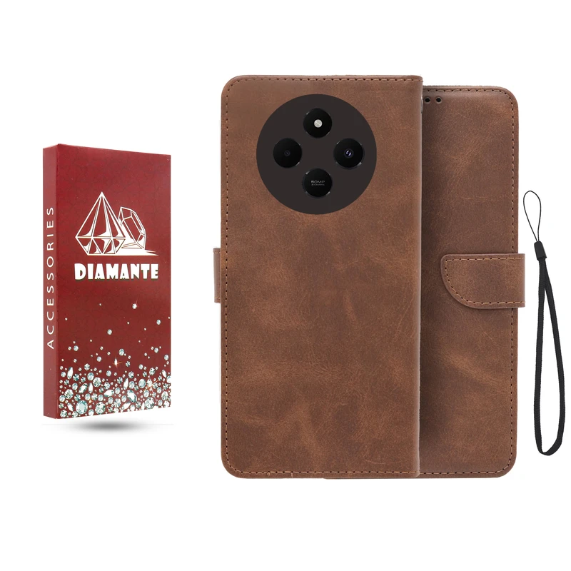 کیف کلاسوری دیامانته مدل جاکارتی بنددار مناسب برای گوشی موبایل شیائومی Redmi 14C به همراه بند آویز