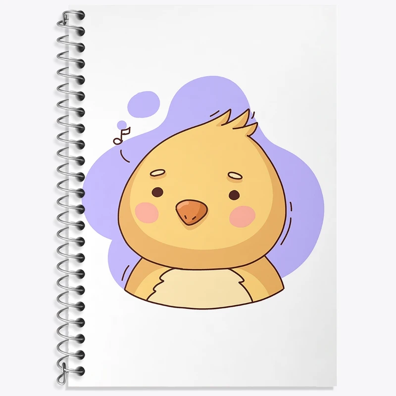 دفتر زبان 50 برگ خندالو مدل دو خط طرح جوجه حیوانات بامزه کد 37174