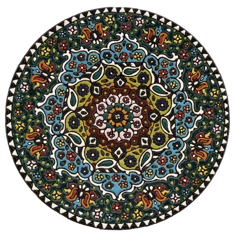 بشقاب مینا کاری سفالی طرح گل کد 2114
