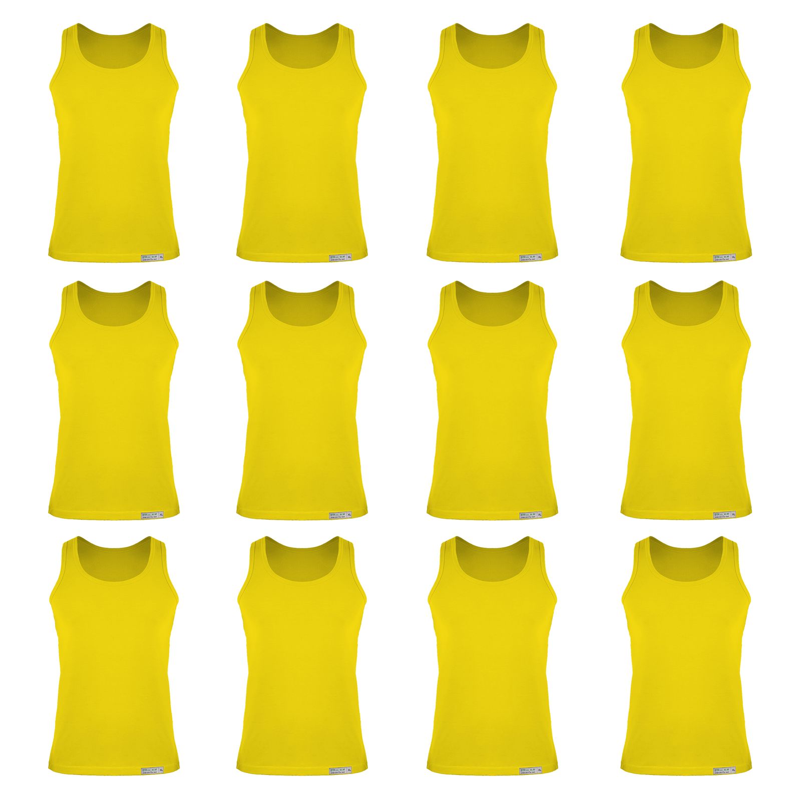 زیرپوش رکابی مردانه برهان تن پوش مدل 5-01 بسته 12 عددی رنگ زرد