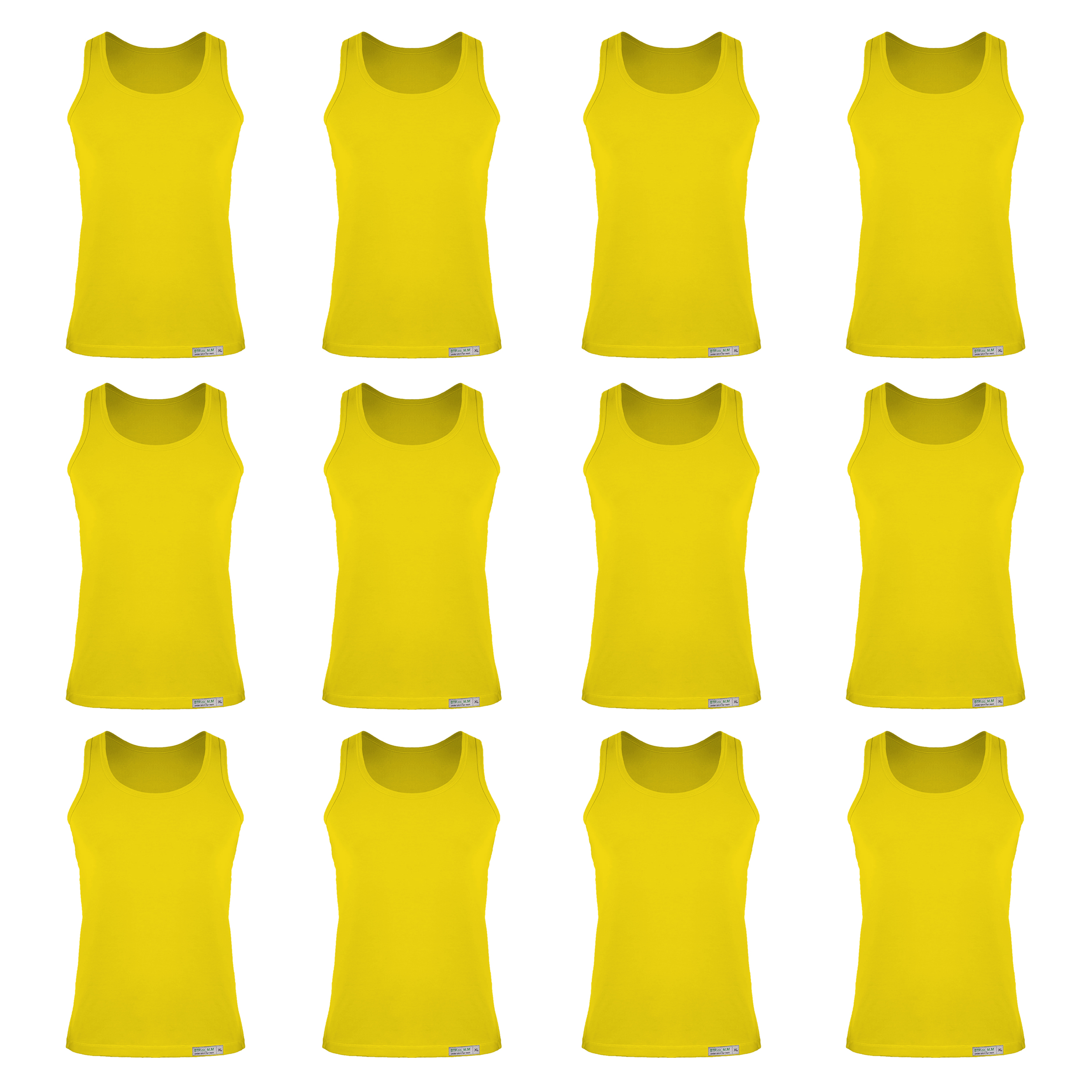 زیرپوش رکابی مردانه برهان تن پوش مدل 5-01 بسته 12 عددی رنگ زرد