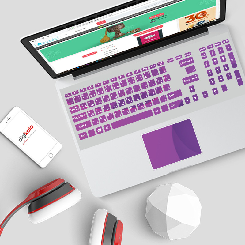 استیکر لپ تاپ مدل 89 hk به همراه برچسب حروف فارسی کیبورد