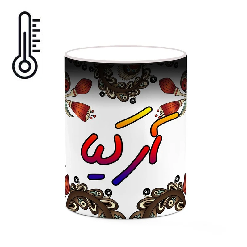 ماگ حرارتی کاکتی مدل اسم آرکیا طرح سنتی گل و بته کد mgh43485