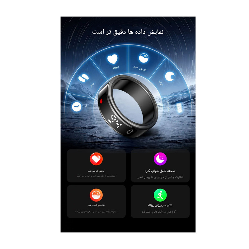 حلقه هوشمند اسمارت رینگ مدل SY01 رنگ مشکی