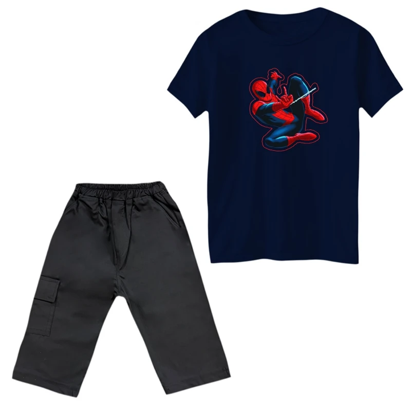 ست تی‌شرت و شلوارک پسرانه مدل مردعنکبوتی