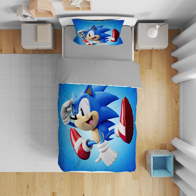 سرویس روتختی مدل کارتونی سونیک T5601 تک نفره 5 تکه