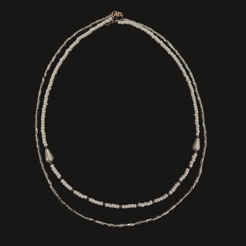 گردنبند دست ساز زنانه مدل مروارید دوبل