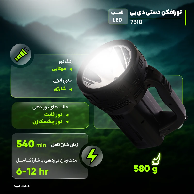 عکس شماره 3 : نورافکن دستی دی پی مدل 7310