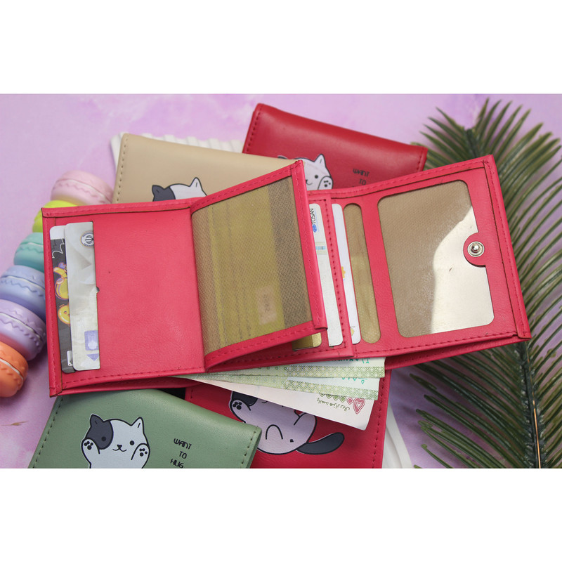 کیف پول زنانه مدل گربه خندون کد KZD-0115