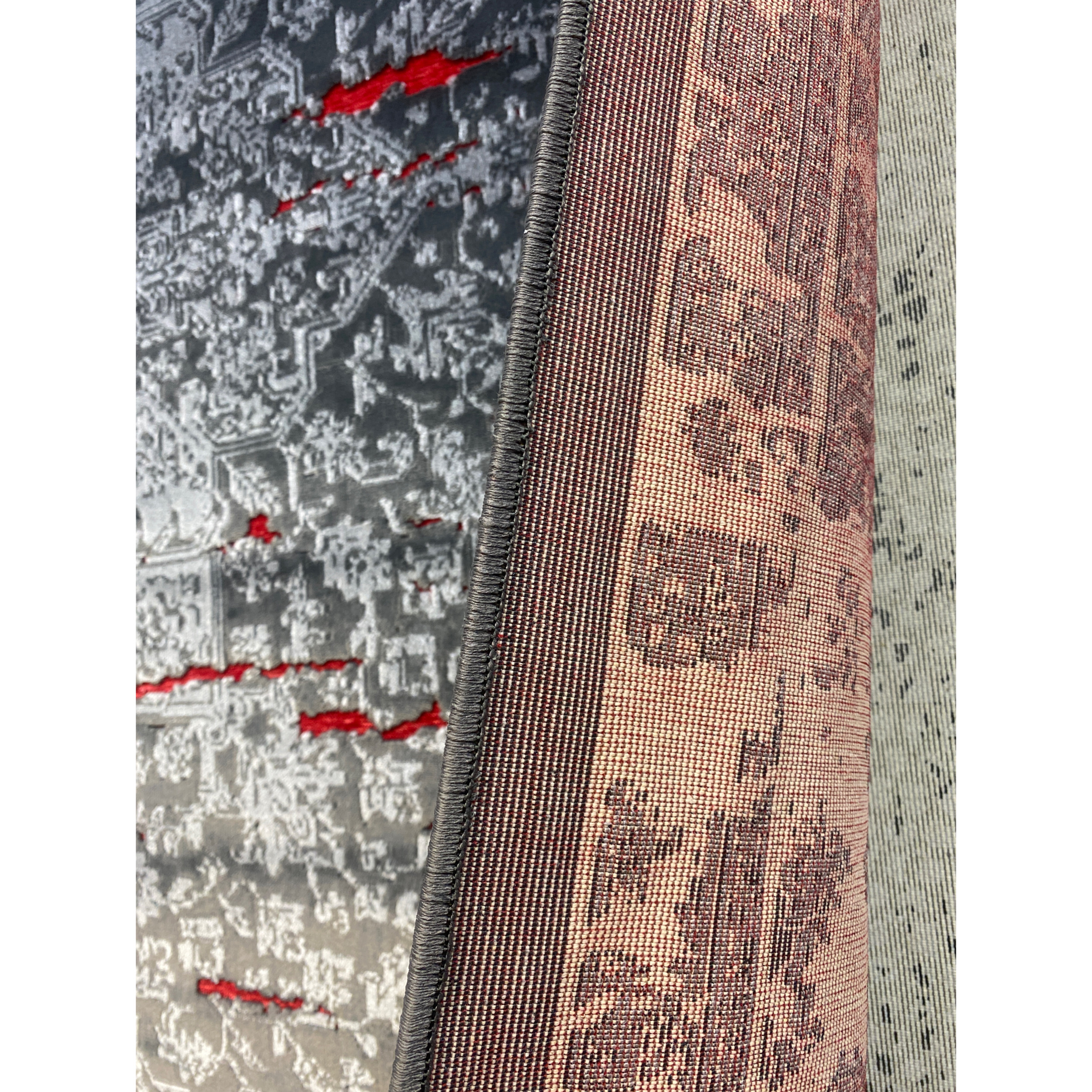 فرش ماشینی مدل مدرن طرح پتینه وینتیج 2013 زمینه قرمز