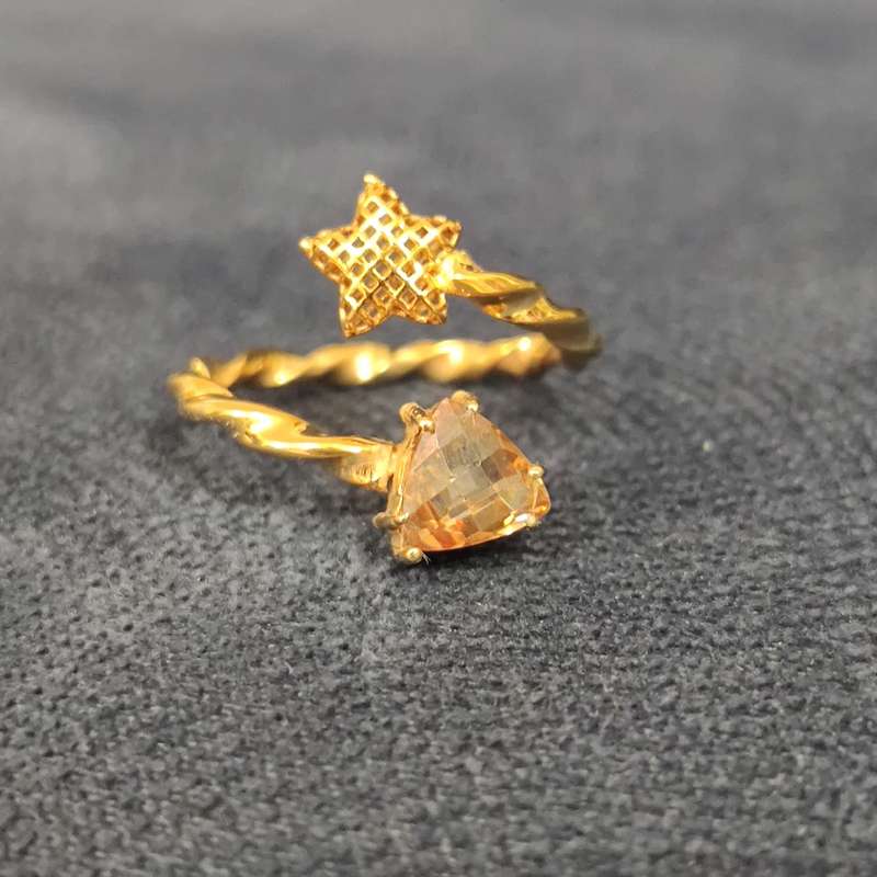  انگشتر طلا 18 عیار زنانه قیراط طرح ستاره کد GH1556