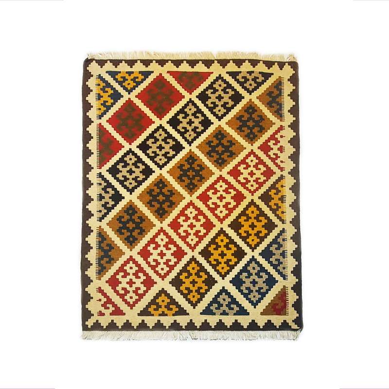 گلیم دستبافت یک و نیم متری طرح قشقایی کد 15010028