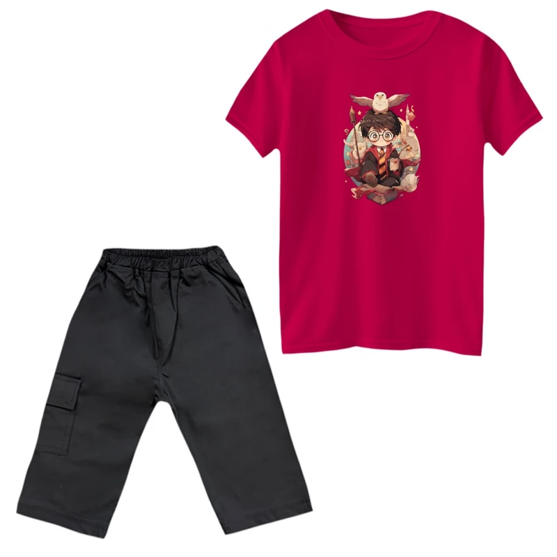 ست تی‌شرت و شلوارک پسرانه مدل هری پاتر کد 02