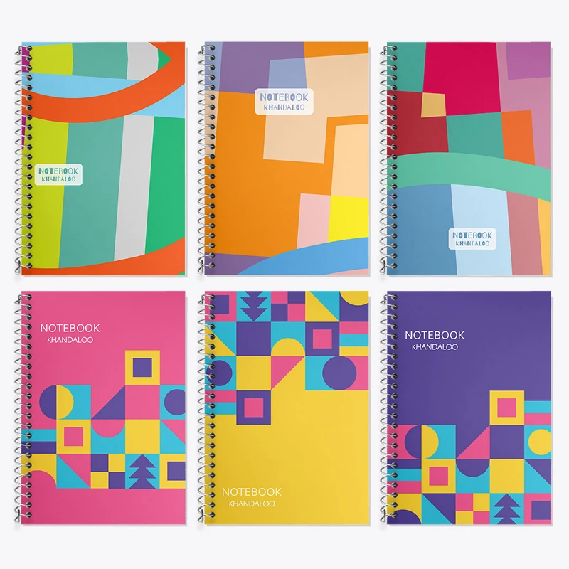 دفتر زبان 50 برگ خندالو مدل دو خط طرح فانتزی رنگی کد 169 مجموعه 6 عددی