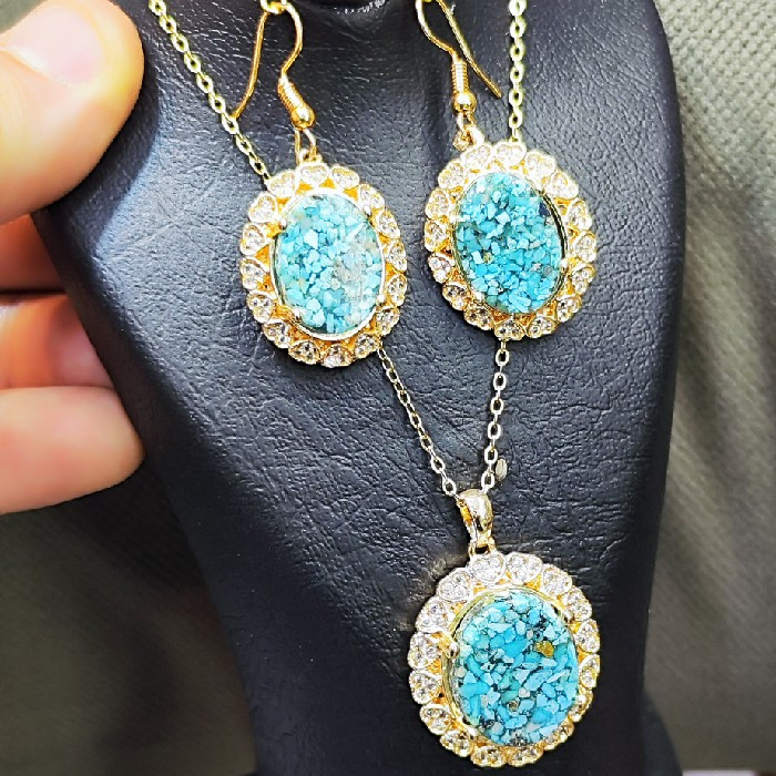 نیم ست زنانه مدل سنگ فیروزه نیشابور کد 658