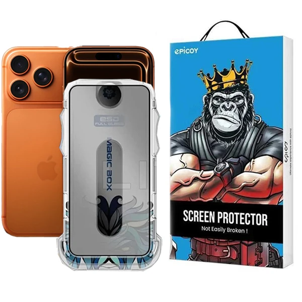 محافظ صفحه نمایش حریم شخصی اپیکوی مدل Lion Privacy Easy Install مناسب برای گوشی موبایل اپل iPhone 17 Pro / 17 /16 Pro به همراه کیت نصب