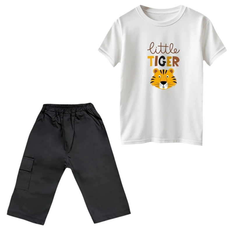 ست تی‌شرت و شلوارک پسرانه مدل ببر کوچک