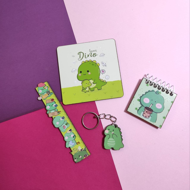 بسته لوازم تحریر مدل دایناسور کیوت فانتزی کد NEW1 مجموعه 4 عددی