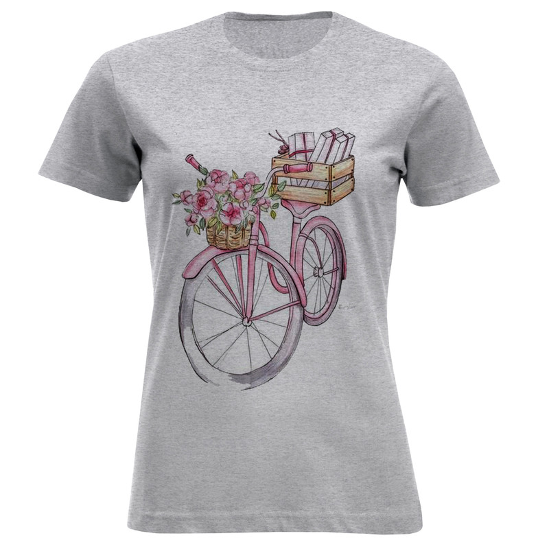 تی شرت آستین کوتاه زنانه مدل دوچرخه F1415