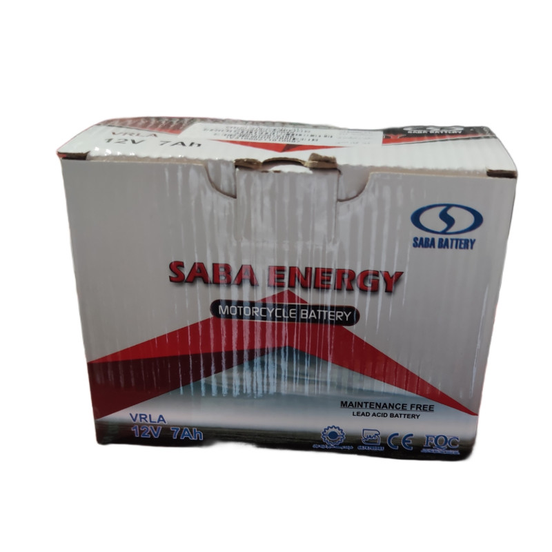 باتری موتورسیکلت 12 ولت 7 آمپر صبا باتری مدل 12v7ah