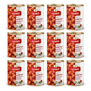 کنسرو لوبیا چیتی با سس گوجه فرنگی شهدین - 370 گرم بسته 12 عددی