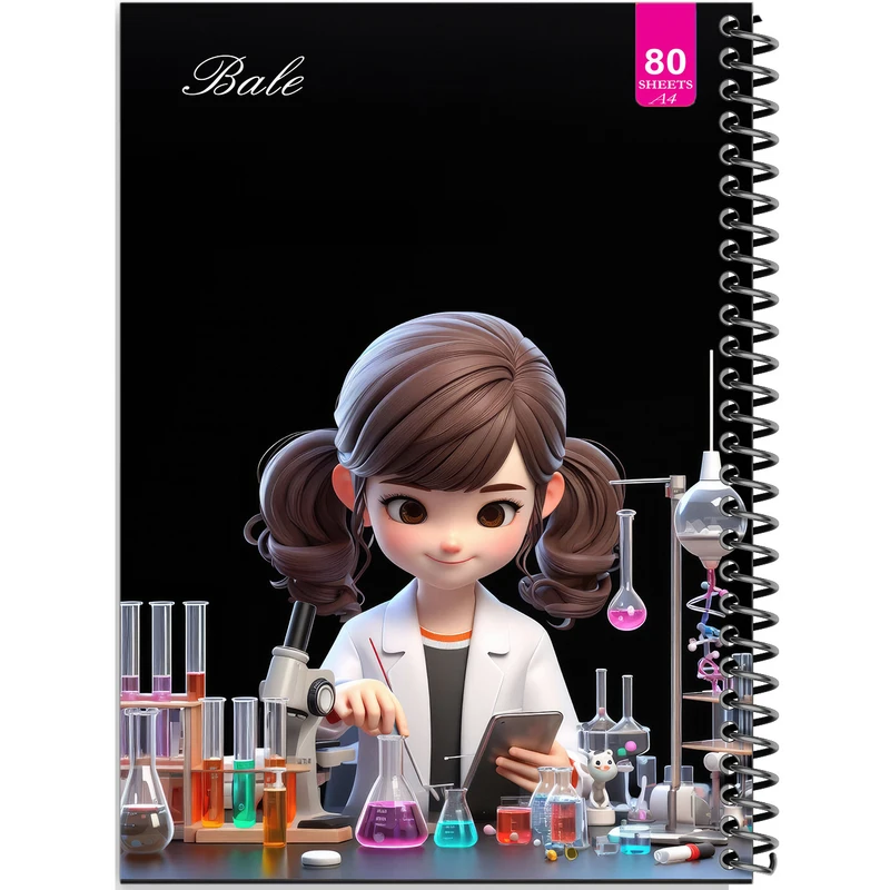 دفتر نقاشی 80 برگ بله مدل رحلی طرح فانتزی دختر دانشمند کد A4-M478