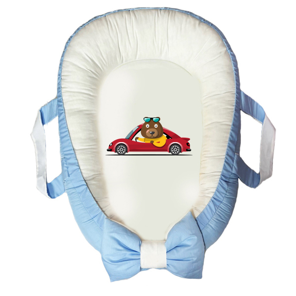 سرویس خواب سه تکه نوزاد مدل گارد محافظ دار طرح ماشین خرسی کد 026