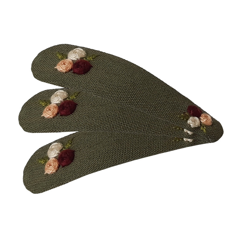 گیره مو دخترانه مدل تق تقی گلدوزی شده HT - 0011 بسته 4 عددی