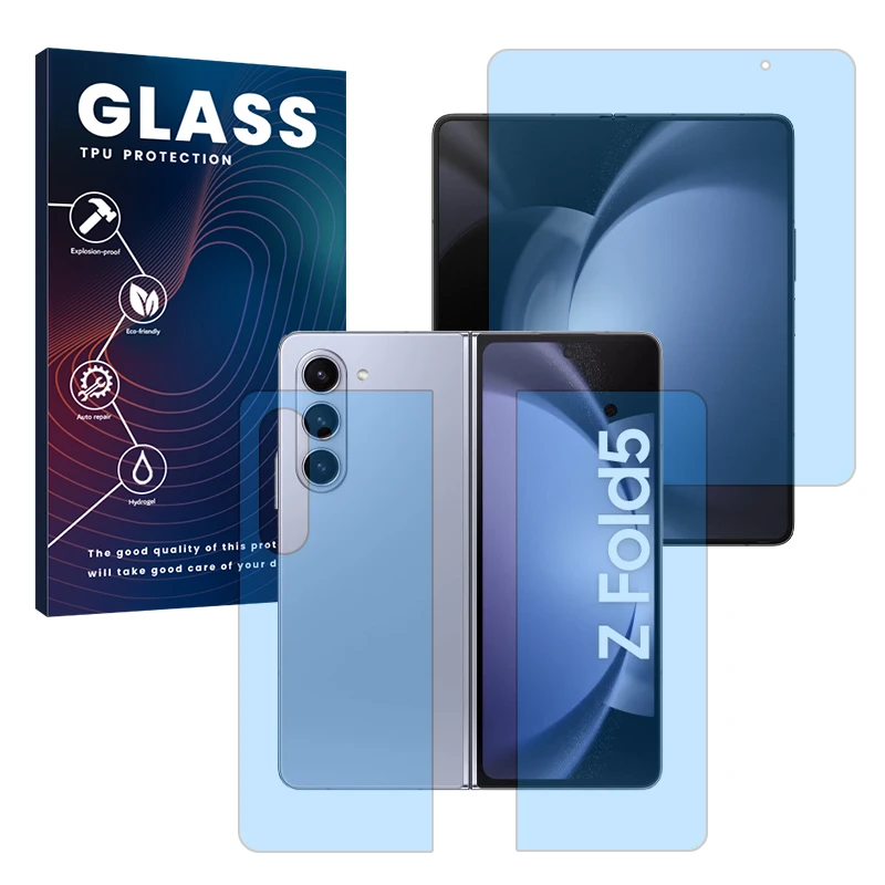 محافظ صفحه نمایش مات ضداشعه آبی گلس مدل Resistant مناسب برای گوشی موبایل سامسونگ Galaxy Z Fold 5 به همراه محافظ پشت گوشی