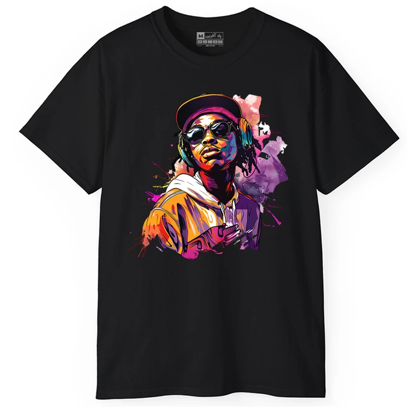 تی شرت آستین کوتاه مردانه پاد آفرین مدل اسپرت طرح موزیک کد PT079