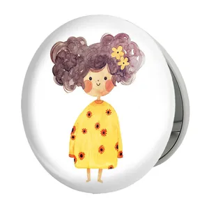 آینه جیبی خندالو طرح دخترونه مدل تاشو کد 6028 