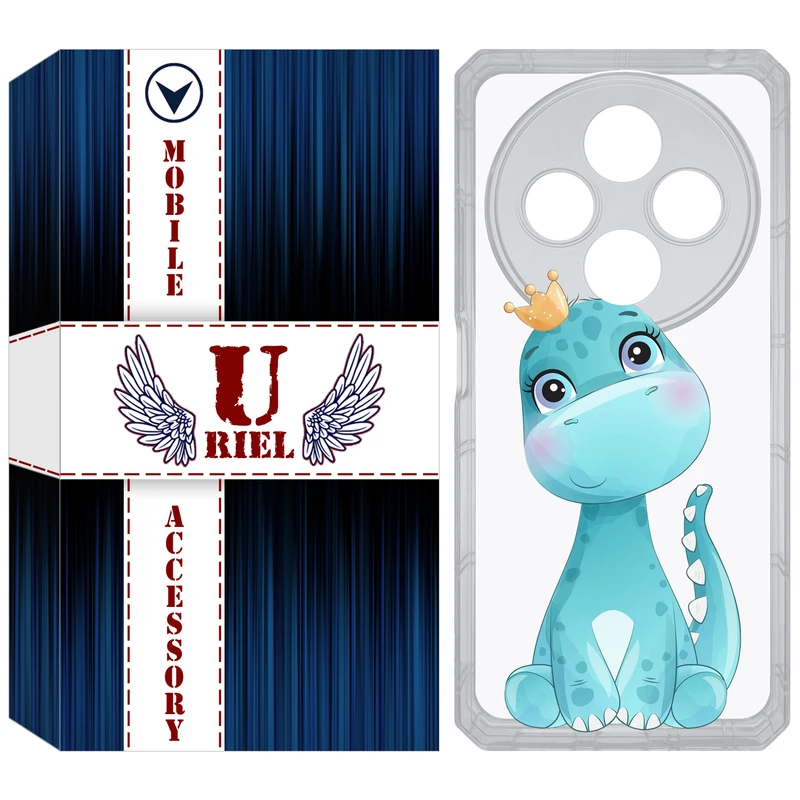 کاور یوریل مدل Clear کد 60 طرح دایناسور مناسب برای گوشی موبایل شیائومی Redmi 14C / Poco C75