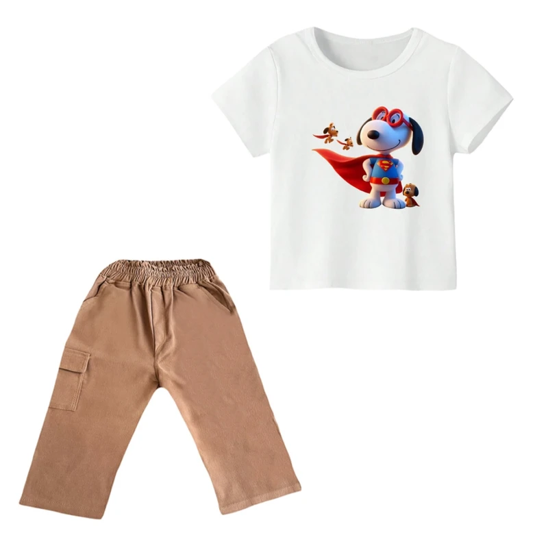 ست تی شرت و شلوارک پسرانه مدل اسنوپی کد ۶۰