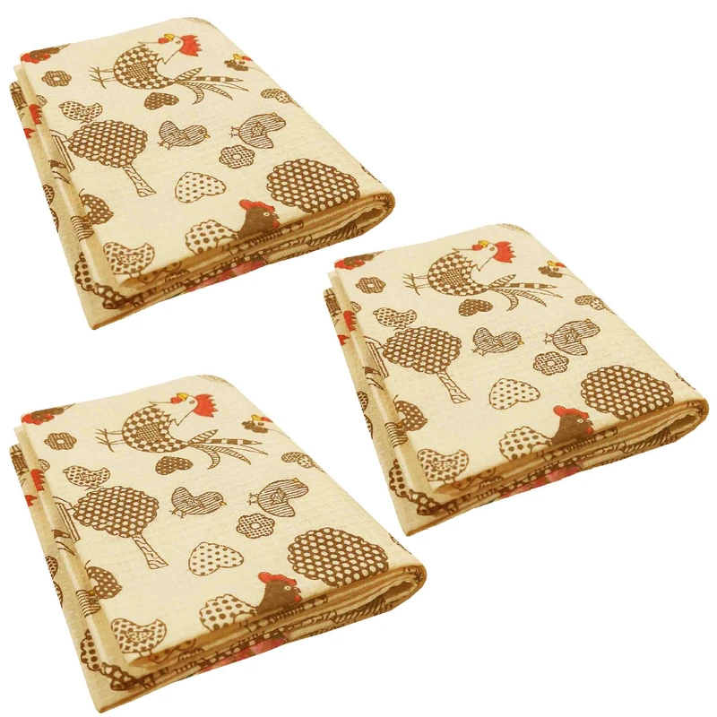 دستمال نظافت خانه و آشپزخانه پنبه‌، نخ مدل عسل کد 001 بسته 3 عددی