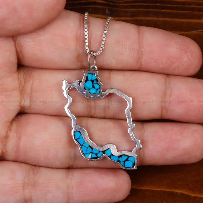 آویز گردنبند نقره مدل ایران کد 28407