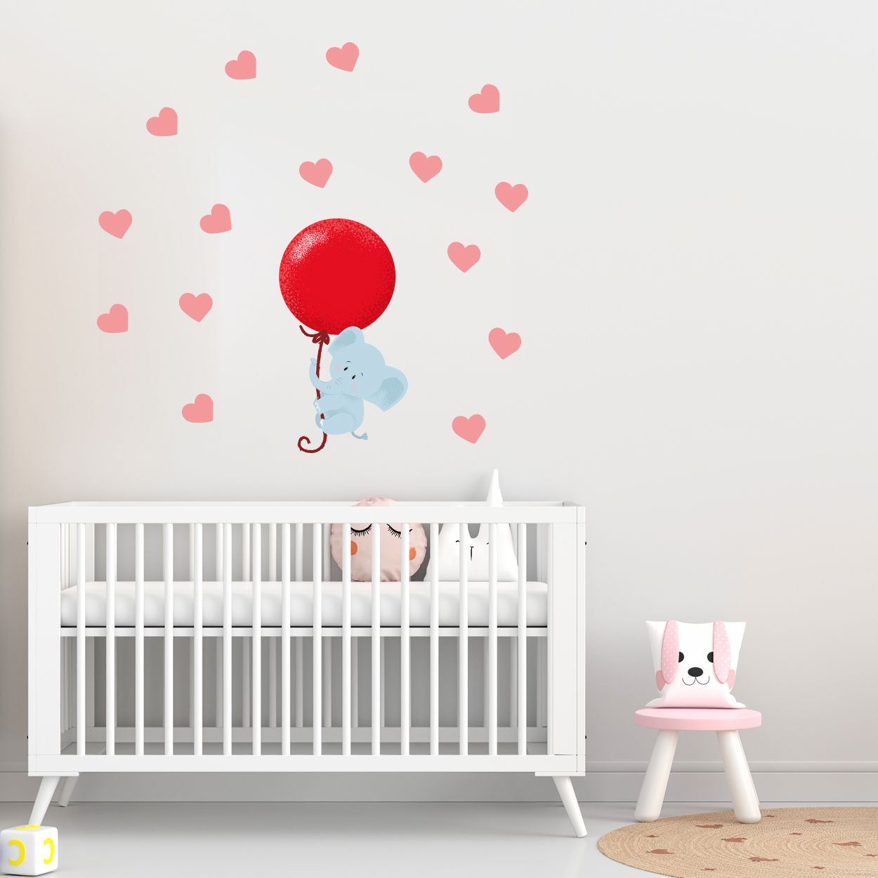 استیکر دیواری کودک مدل فیل و بادکنک کد 9049