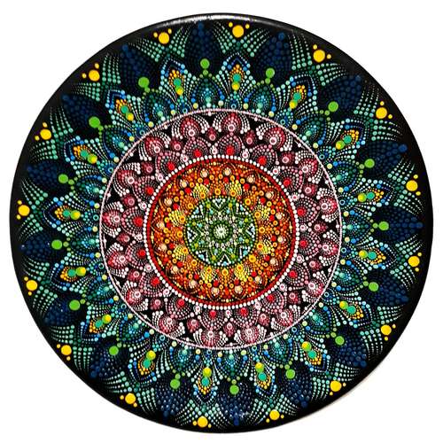 بشقاب دیوارکوب سفالی مدل نقطه کوبی