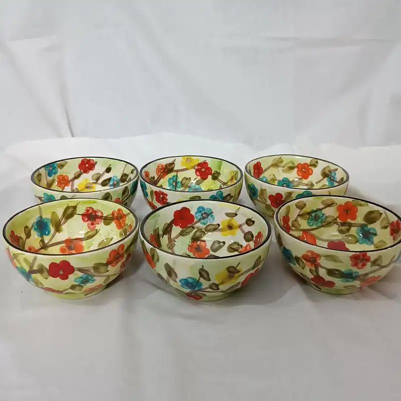 پیاله ماست خوری سرامیکی مدل گل ژاپنی بسته 6 عددی