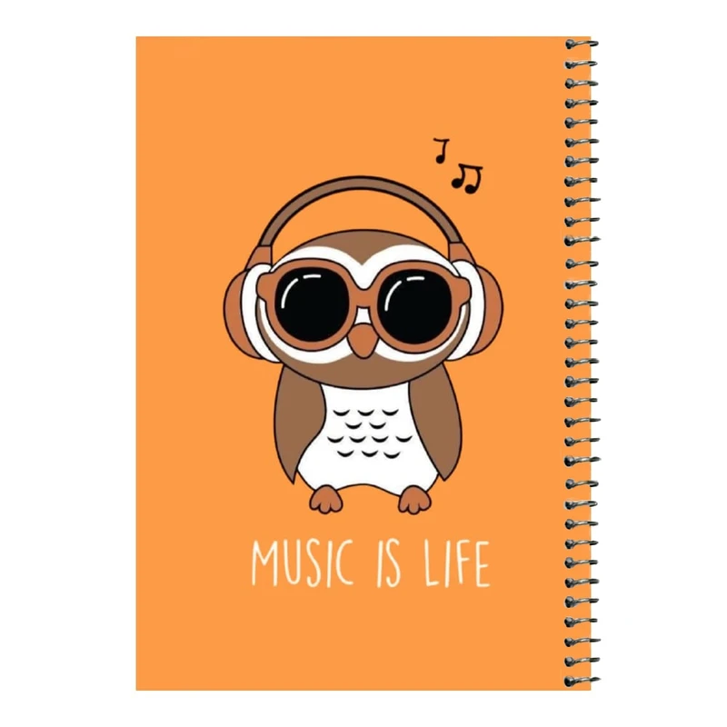 دفتر مشق 80 برگ اس جی مدل جغد و هدفون    