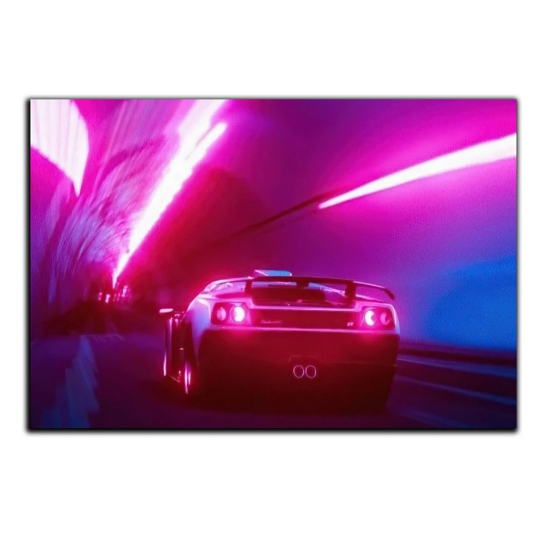 تابلو شاسی بکلیت طرح نئون و ماشین اسپرت مدل SH-S5074