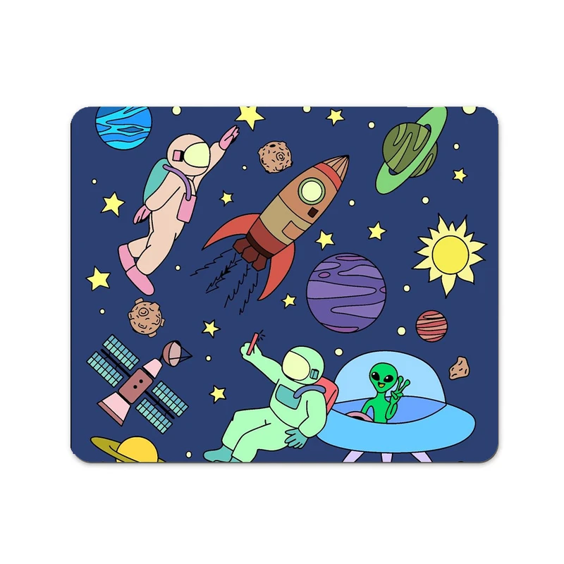 ماوس پد پاد آفرین مدل فضانورد سیاره منظومه شمسی موشک آدم فضایی کد P634 سایز 19*24 سانتی متر