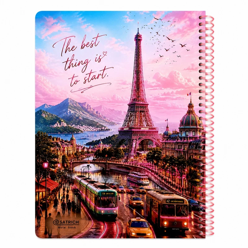 دفتر مشق 100 برگ سیمی سطریچ مدل برج ایفل رویایی Eiffel Tower