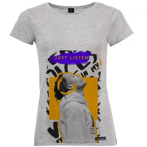 تی شرت آستین کوتاه زنانه 27 مدل Just Listen کد MH1249
