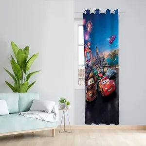  پرده مدل کارتون ماشین ها مخمل پانچی کد 1203 سایز 140x280 سانتی متر 