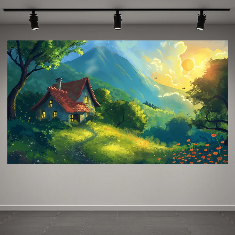 استیکر طرح نقاشی منظره مدل کلبه آرام کد AR3059111