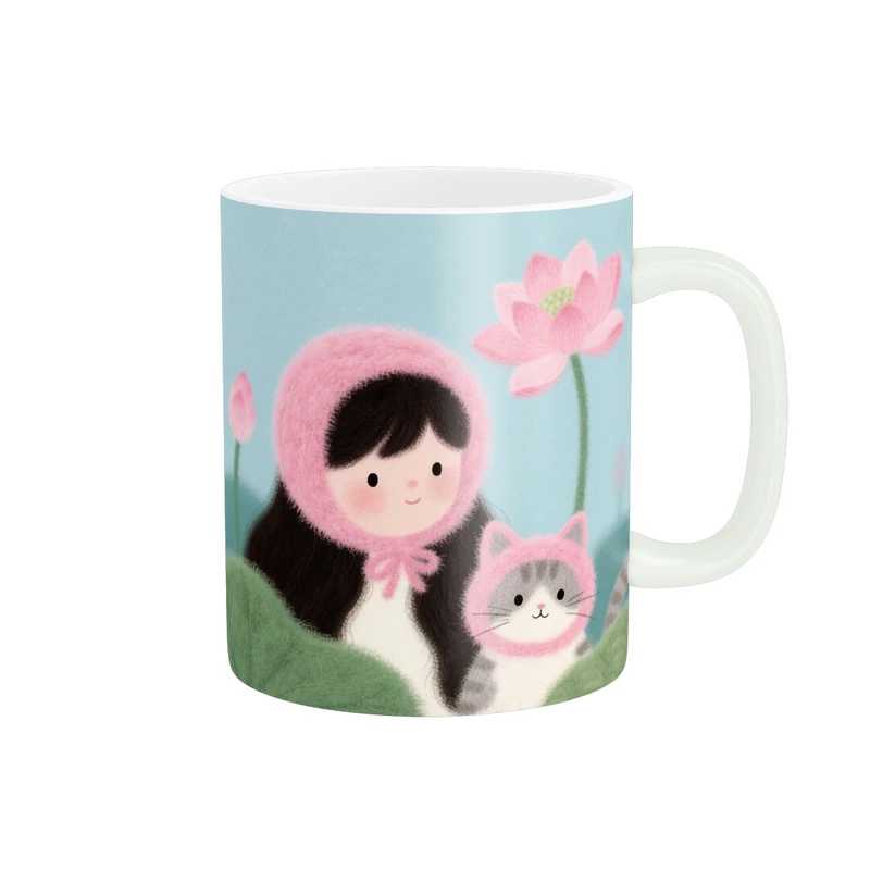 ماگ پاد آفرین مدل دختر وگربه کد 302