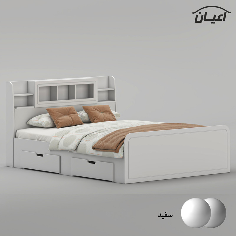 تخت خواب ملامینه دو نفره اعیان مدل FH983 سایز 160x200 سانتی متر